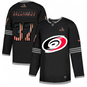 Wholesale Cheap Carolina Hurricanes #37 Andrei Svechnikov Adidas Men\'s Black USA Flag Limited NHL Jersey