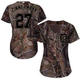 Wholesale Cheap Tigers #27 Jordan Zimmermann Camo Realtree Collection Cool Base Women\'s Stitched MLB Jersey