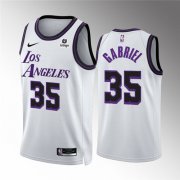 Wholesale Cheap Men's Los Angeles Lakers #35 Wenyen Gabriel White City Edition Stitched Basketball Jersey