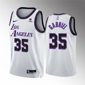 Wholesale Cheap Men\'s Los Angeles Lakers #35 Wenyen Gabriel White City Edition Stitched Basketball Jersey