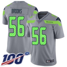 Wholesale Cheap Nike Seahawks #56 Jordyn Brooks Gray Men\'s Stitched NFL Limited Inverted Legend 100th Season Jersey