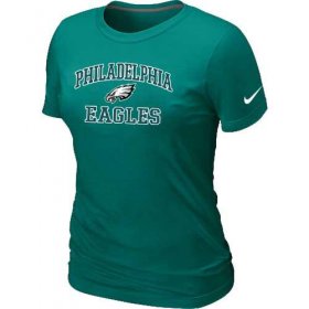 Wholesale Cheap Women\'s Nike Philadelphia Eagles Heart & Soul NFL T-Shirt Light Green