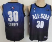 Cheap Men's Golden State Warriors 30 Stephen Curry Navy Blue 2022 All Star 6 Patch Icon Sponsor Swingman Jersey