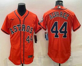 Wholesale Cheap Men\'s Houston Astros #44 Yordan Alvarez Number Orange Stitched MLB Flex Base Nike Jersey