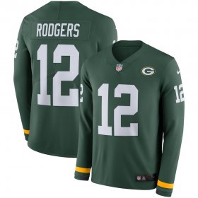 Wholesale Cheap Men\'s Packers #12 Aaron Rodgers Green Team Color Men\'s Stitched NFL Limited Therma Long Sleeve Jersey