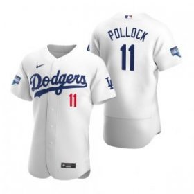 Wholesale Cheap Los Angeles Dodgers #11 A.J. Pollock White 2020 World Series Champions Jersey