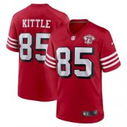 Wholesale Cheap Men's San Francisco 49ers #85 George Kittle Scarlet 75th Anniversary Game Nike Jersey