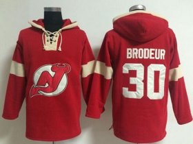 Wholesale Cheap New Jersey Devils #30 Martin Brodeur Red Pullover NHL Hoodie
