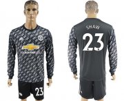 Wholesale Cheap Manchester United #23 Shaw Black Long Sleeves Soccer Club Jersey