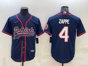 Wholesale Cheap Men's New England Patriots #4 Bailey Zappe Navy With Path Cool Base Stitched Baseball Jersey