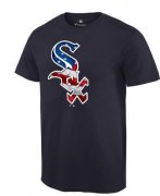 Wholesale Cheap Men's Chicago White Sox USA Flag Fashion T-Shirt Navy Blue