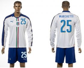 Wholesale Cheap Italy #25 Marchetti White Away Long Sleeves Soccer Country Jersey