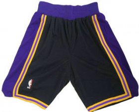 Wholesale Cheap Men\'s Los Angeles Lakers Black Hardwood Classics Soul Swingman Throwback Shorts
