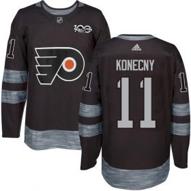 Wholesale Cheap Adidas Flyers #11 Travis Konecny Black 1917-2017 100th Anniversary Stitched NHL Jersey