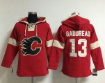 Wholesale Cheap Flames #13 Johnny Gaudreau Red Pullover NHL Hoodie