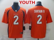 Wholesale Cheap Youth Denver Broncos #2 Surtain II Orange Nike Vapor Untouchable Limited 2021 NFL Jersey