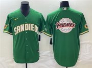 Wholesale Cheap Men's San Diego Padres Green Team Big Logo Cool Base Stitched Baseball Jersey 001