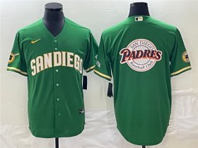 Wholesale Cheap Men\'s San Diego Padres Green Team Big Logo Cool Base Stitched Baseball Jersey 001