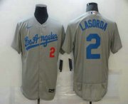 Wholesale Cheap Men's Los Angeles Dodgers #2 Tommy Lasorda Grey Stitched MLB Flex Base Nike Jersey