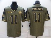 Wholesale Cheap Men's Dallas Cowboys #11 Micah Parsons Olive 2021 Salute To Service Golden Limited Stitched Jersey
