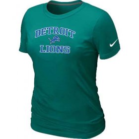 Wholesale Cheap Women\'s Nike Detroit Lions Heart & Soul NFL T-Shirt Light Green