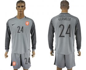 Wholesale Cheap Holland #24 Vermeer Grey Goalkeeper Long Sleeves Soccer Country Jersey