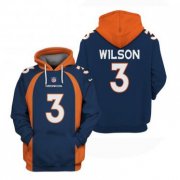 Wholesale Cheap Men's Denver Broncos #3 Russell Wilson Navy Pullover Hoodie
