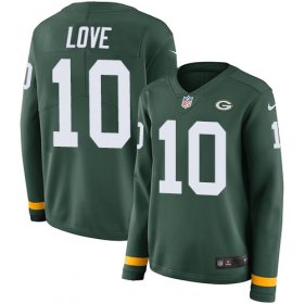 Wholesale Cheap Nike Packers #10 Jordan Love Green Team Color Women\'s Stitched NFL Limited Therma Long Sleeve Jersey