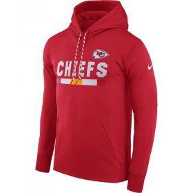 Wholesale Cheap Men\'s Kansas City Chiefs Nike Red Sideline ThermaFit Performance PO Hoodie