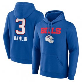 Cheap Men\'s Buffalo Bills #3 Damar Hamlin Blue Team Wordmark Player Name & Number Pullover Hoodie