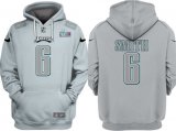 Cheap Men's Philadelphia Eagles #6 DeVonta Smith Gray Atmosphere Fashion Super Bowl LVII Patch Pullover Hoodie