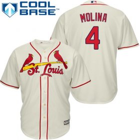 Wholesale Cheap Cardinals #4 Yadier Molina Cream Cool Base Stitched Youth MLB Jersey