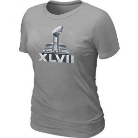 Wholesale Cheap Women\'s NFL Super Bowl XLVII Logo T-Shirt Light Grey