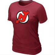 Wholesale Cheap Women's NHL New Jersey Devils Big & Tall Logo T-Shirt Red