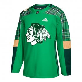 Wholesale Cheap Adidas Blackhawks Blank adidas Green St. Patrick\'s Day Authentic Practice Stitched NHL Jersey
