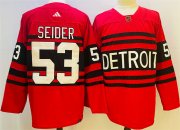 Wholesale Cheap Men's Detroit Red Wings #53 Moritz Seider Red 2022-23 Reverse Retro Stitched Jersey