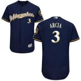 Wholesale Cheap Brewers #3 Orlando Arcia Navy Blue Flexbase Authentic Collection Stitched MLB Jersey