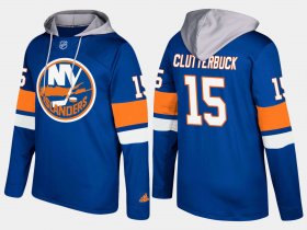 Wholesale Cheap Islanders #15 Cal Clutterbuck Blue Name And Number Hoodie