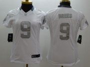 Wholesale Cheap Nike Saints #9 Drew Brees White Women's Stitched NFL Limited Platinum Jersey