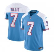 Wholesale Cheap Men's Tennessee Titans #7 Malik Willis Blue White 2023 F.U.S.E. Vapor Limited Throwback Football Stitched Jersey