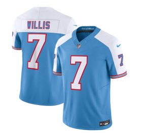 Wholesale Cheap Men\'s Tennessee Titans #7 Malik Willis Blue White 2023 F.U.S.E. Vapor Limited Throwback Football Stitched Jersey