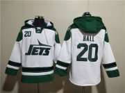 Wholesale Cheap Men's New York Jets #20 Breece Hall White Ageless Must-Have Lace-Up Pullover Hoodie
