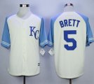 Wholesale Cheap Royals #5 George Brett Cream Exclusive Vintage Stitched MLB Jersey