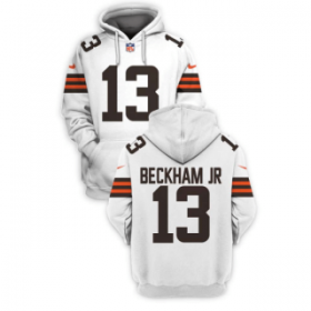Wholesale Cheap Men\'s Cleveland Browns #13 Odell Beckham Jr. White 2021 Pullover Hoodie