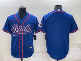Wholesale Cheap Men\'s New York Giants Blank Blue Cool Base Stitched Baseball Jersey