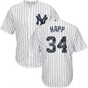 Wholesale Cheap Yankees #34 J.A. Happ White Strip Team Logo Fashion Stitched MLB Jersey