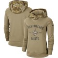 Wholesale Cheap Women's New Orleans Saints Nike Khaki 2019 Salute to Service Therma Pullover Hoodie