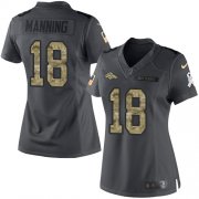 Wholesale Cheap Nike Broncos #18 Peyton Manning Black Women's Stitched NFL Limited 2016 Salute to Service Jersey