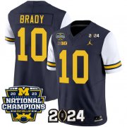 Cheap Men's Michigan Wolverines #10 Tom Brady Navy White 2024 F.U.S.E. With 2023 National Champions Patch Stitched Jersey
