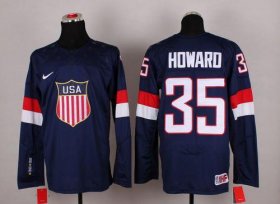 Wholesale Cheap 2014 Olympic Team USA #35 Jimmy Howard Navy Blue Stitched NHL Jersey